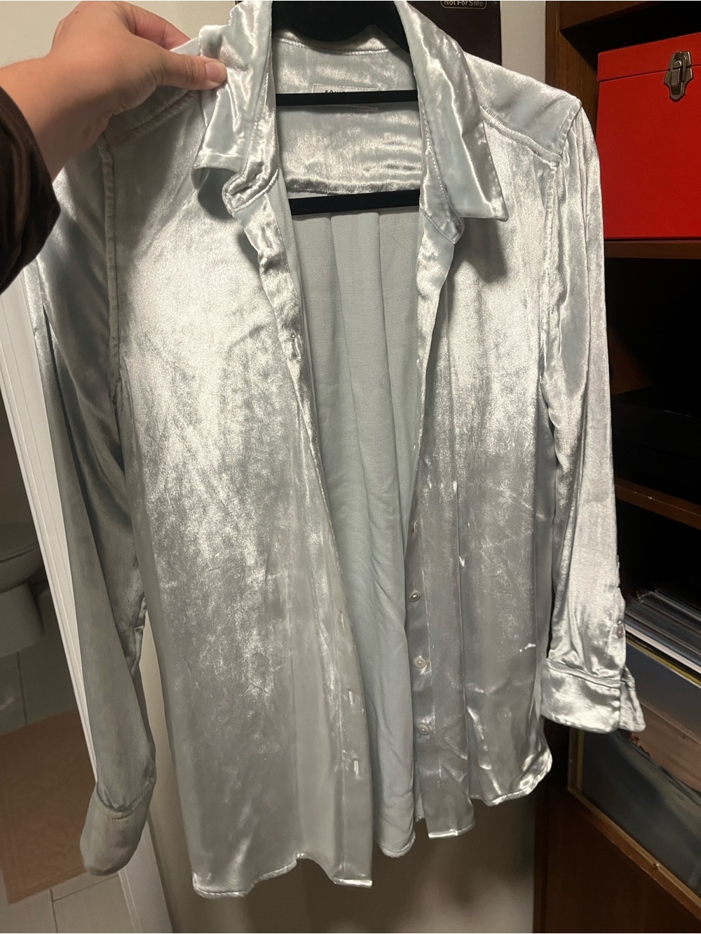 Equipment ice blue femme velvet shirt